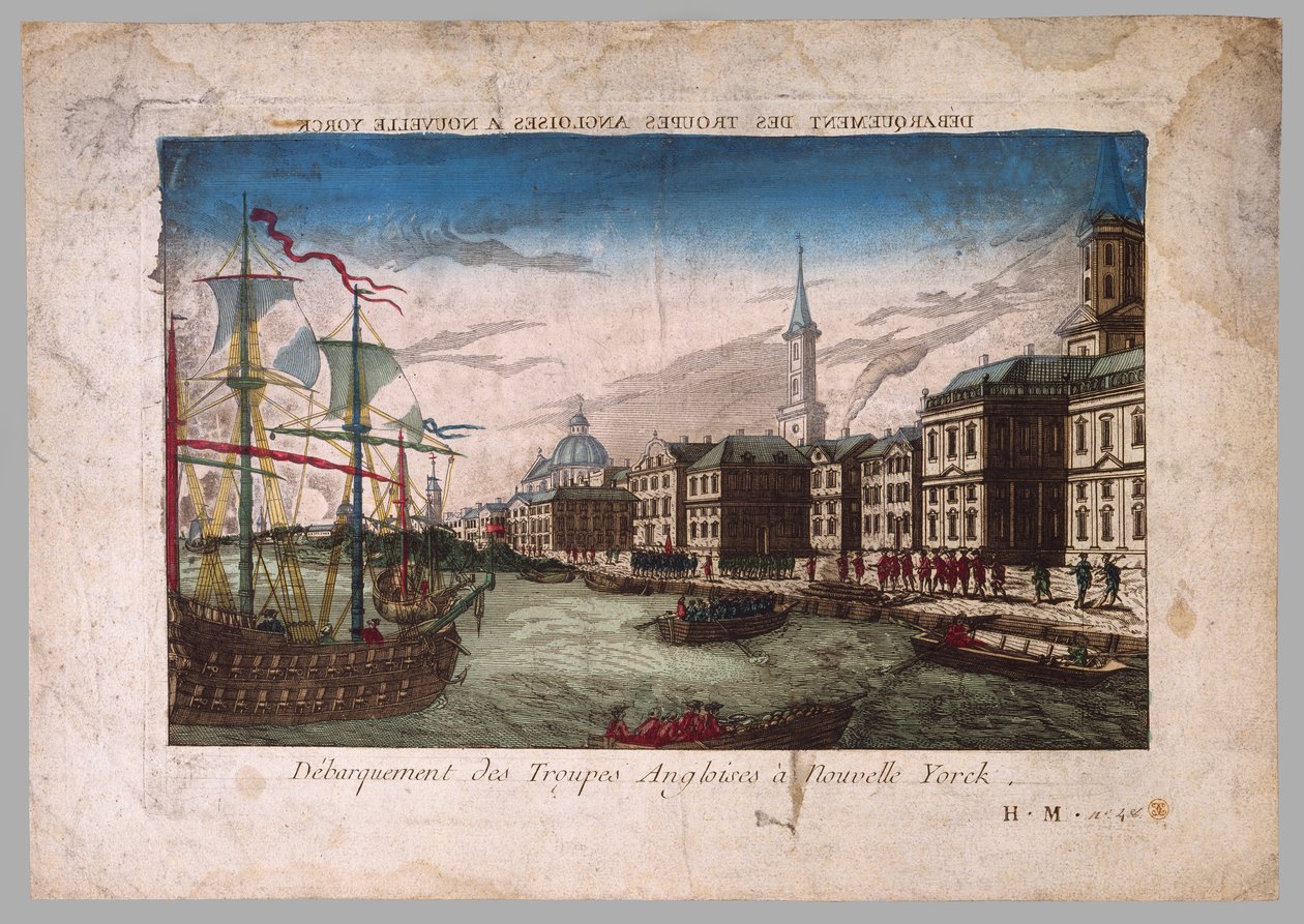 Vylodění britských jednotek v New Yorku, 1776 od American School