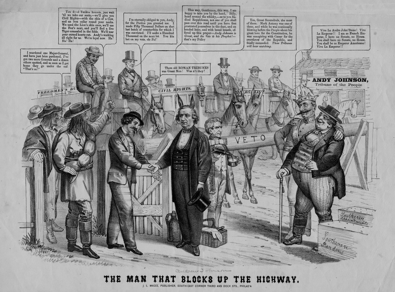 Muž, který blokuje dálnici, publikoval J. L. Magee, Philadelphia, kolem roku 1866 od American School
