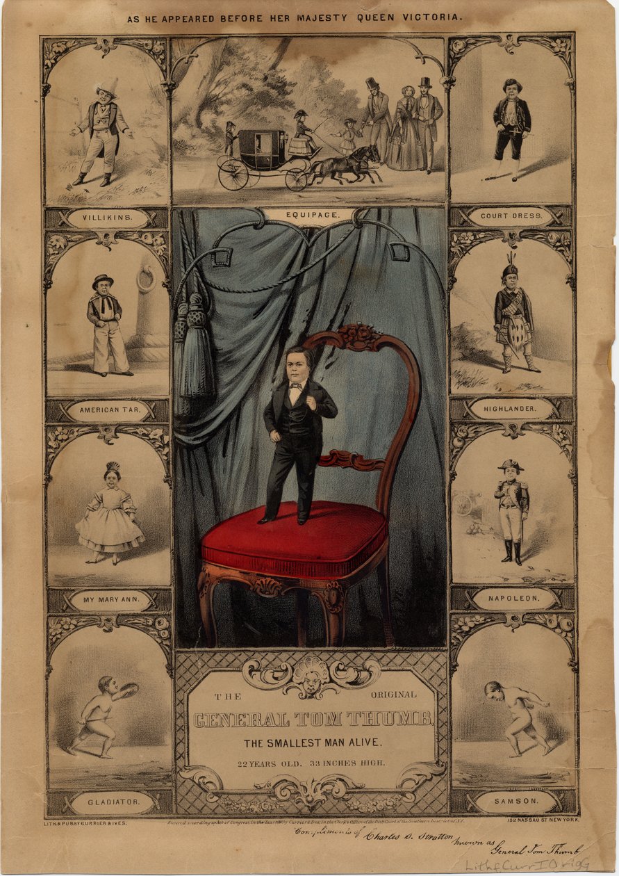 Původní generál Tom Thumb: nejmenší živý muž, hospoda. od Currier & Ives, 1860 od American School