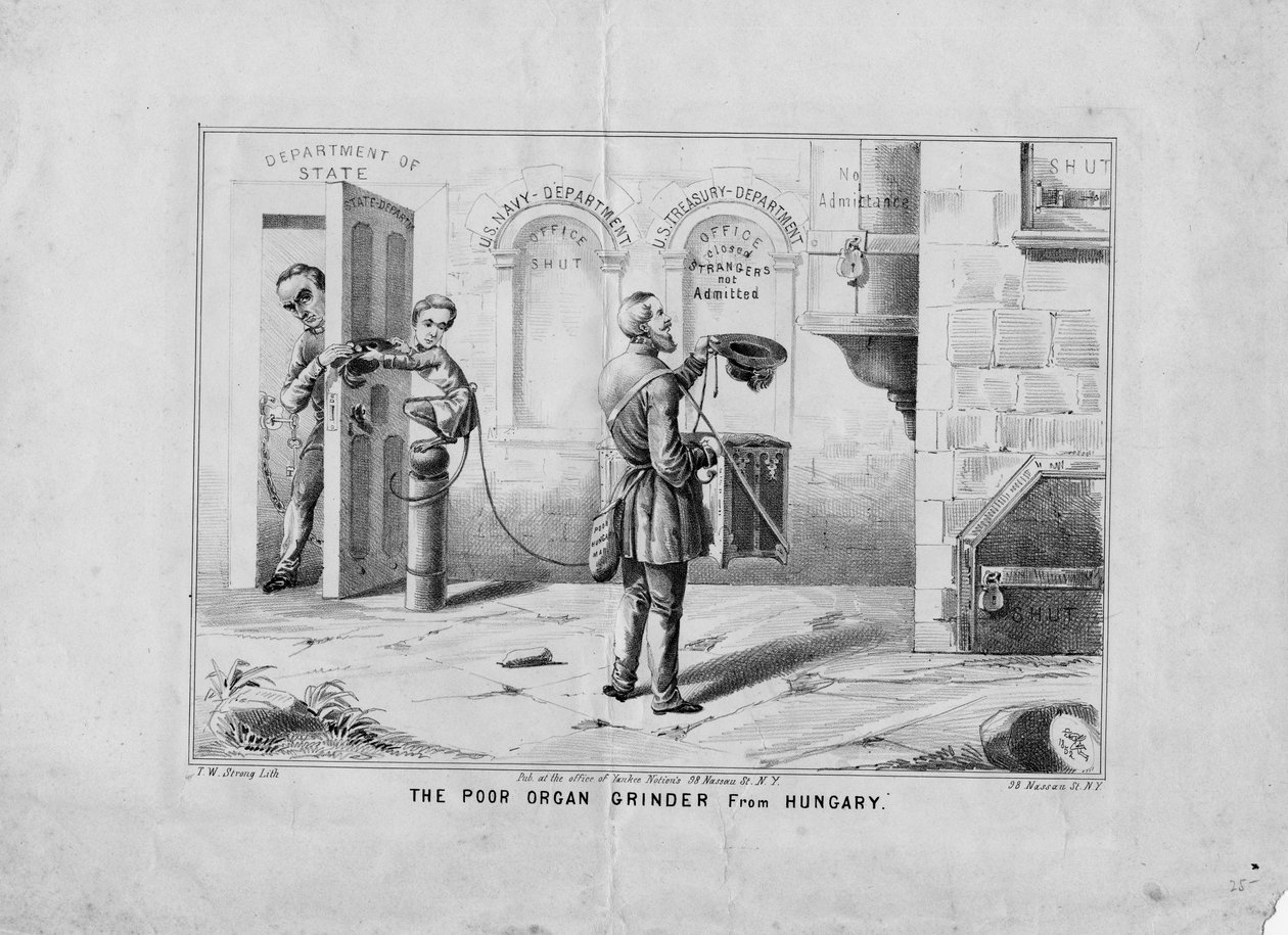 The poor organ grinder from Hungary, vydal T W Strong, New York, cca 1852 od American School