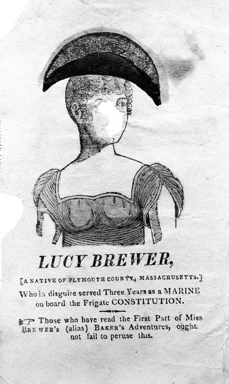 Titulní strana k The Adventures of Lucy Brewer vytištěná Lutherem Walesem, New York, 1815 od American School