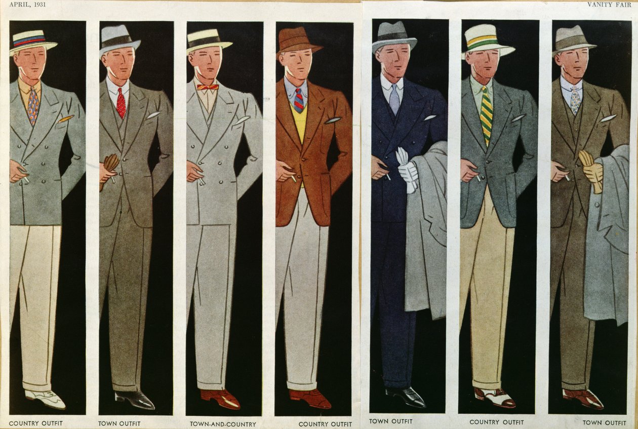 Oblečení pro město a venkov, z Vanity Fair, duben 1931 od American School
