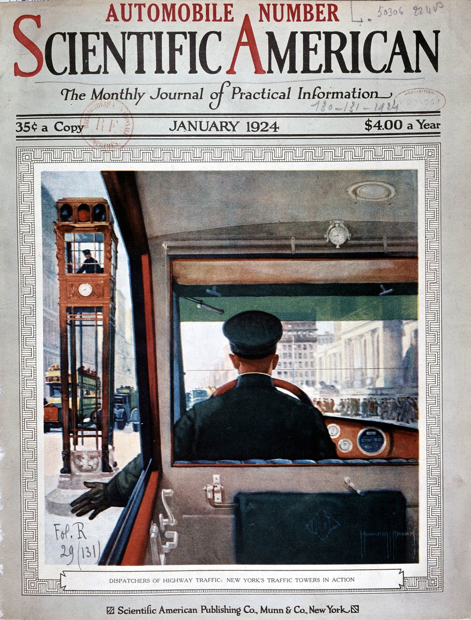 Věže semaforů a řízení dopravy v New Yorku – v „“ Scientific American“, leden 1924 od American School