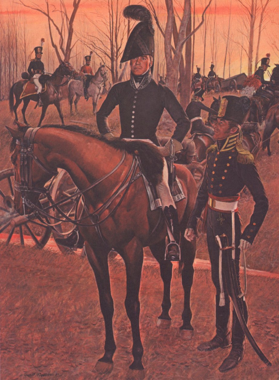 US Horse Artillery, cca 1812 (barevné lito) od American School