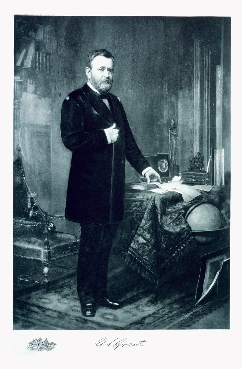 Ulysses S. Grant, 18. prezident Spojených států amerických, pub. 1901 (hlubotisk) od American School
