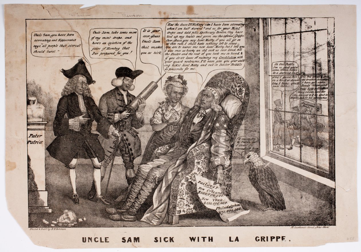 Strýček Sam Sick s La Grippe, 1837 od American School