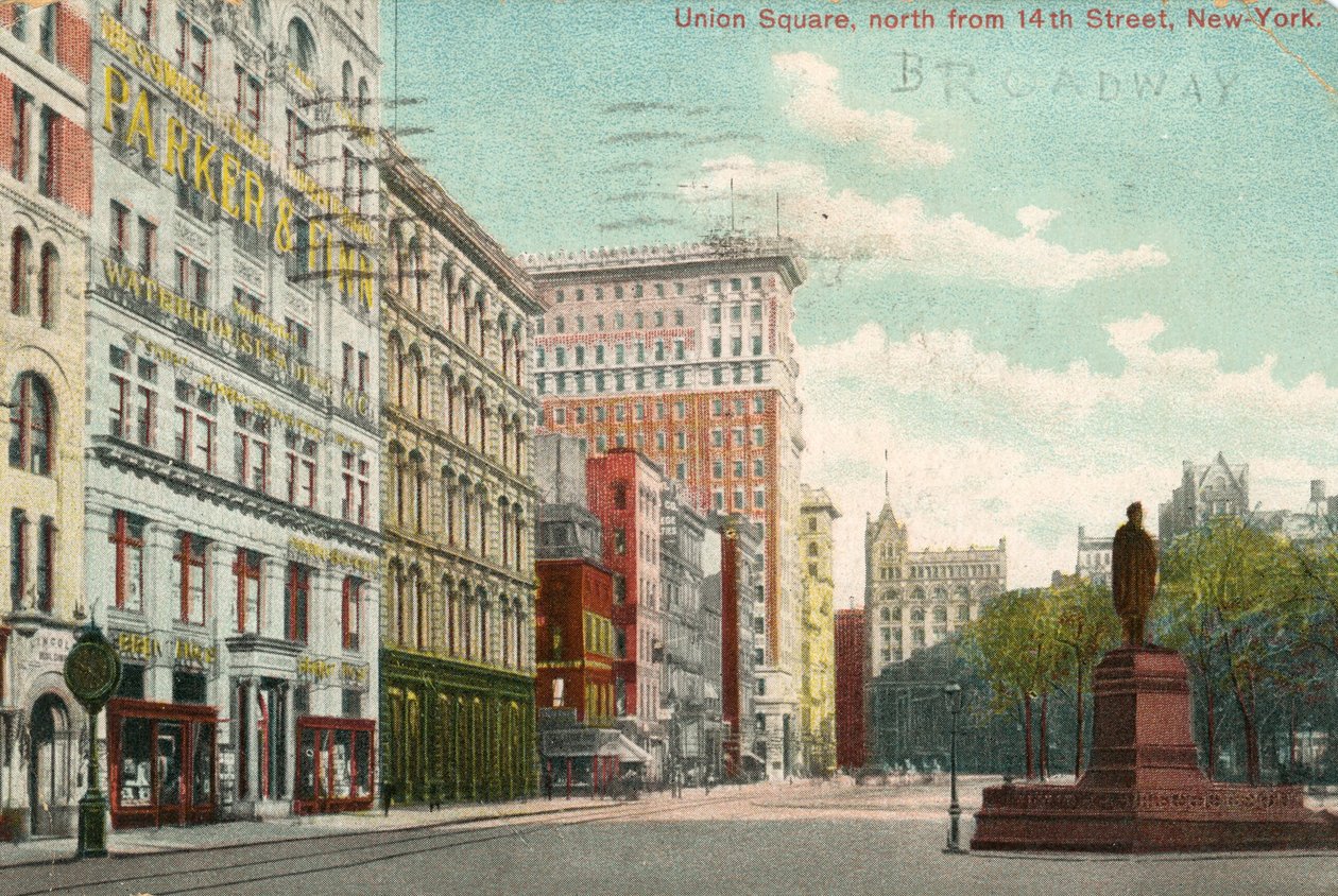 Union Square, severně od 14. ulice, New York, cca 1900-10 od American School