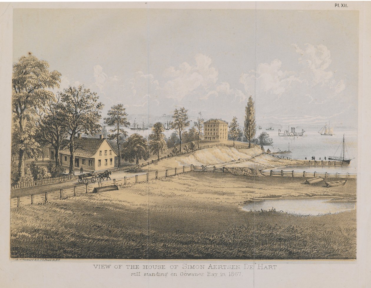 Pohled na dům Simona Aertsena de Hart, 1867 (barevné lito) od American School