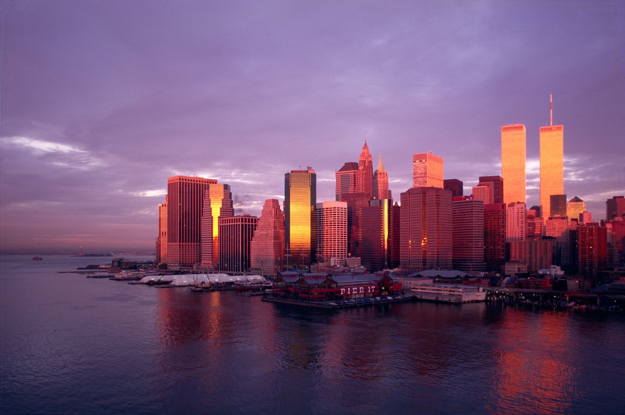 Pohled směrem k finanční čtvrti přes East River od American School