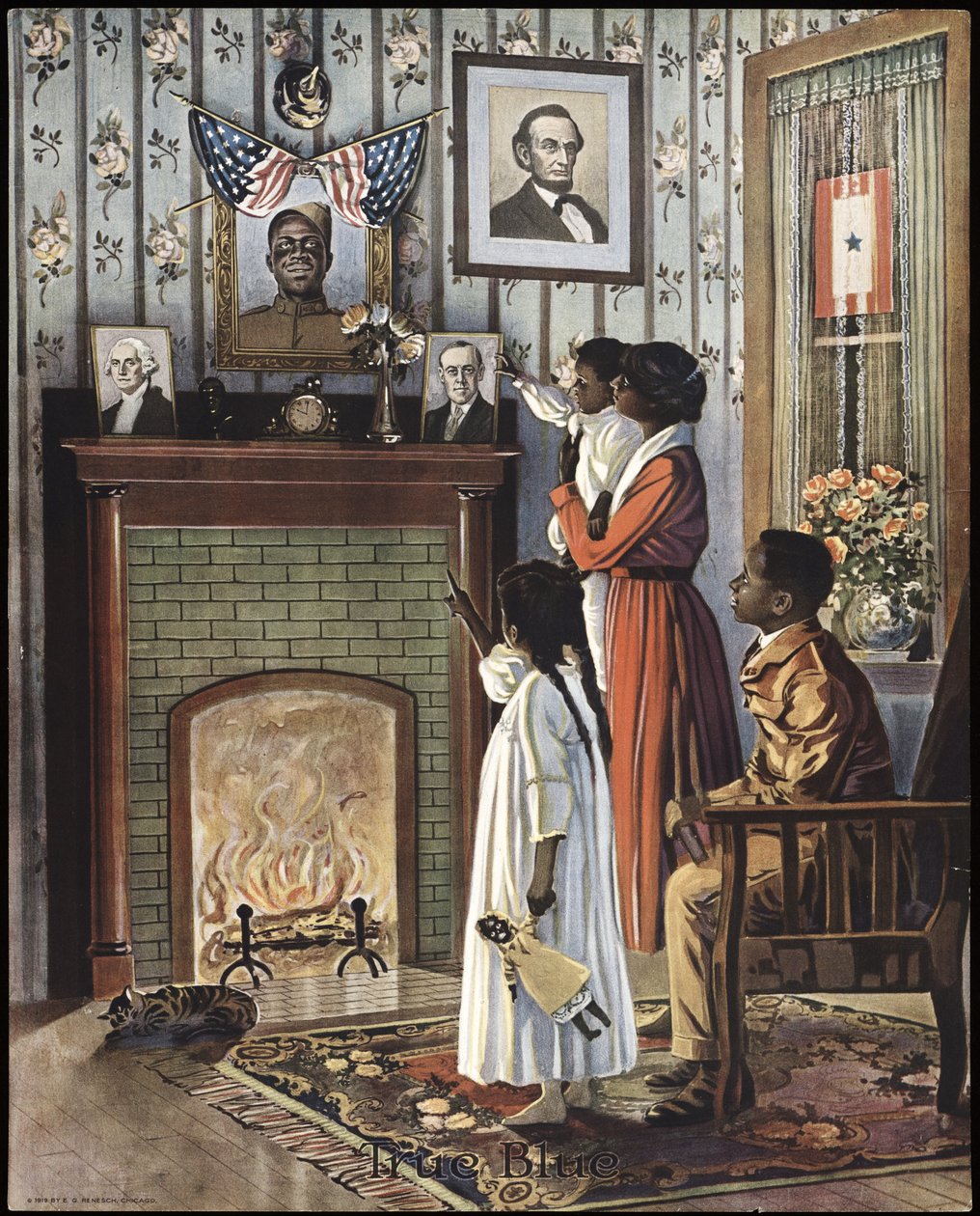 Plakát z první světové války "True Blue", vyd. 1918 (barevná litografie) od American School