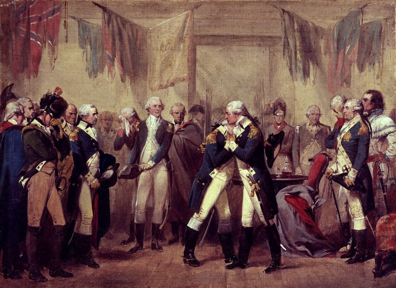 Washingtonovo rozloučení se svými důstojníky ve Fraunces Tavern, New York, New York, 4. prosince od American School
