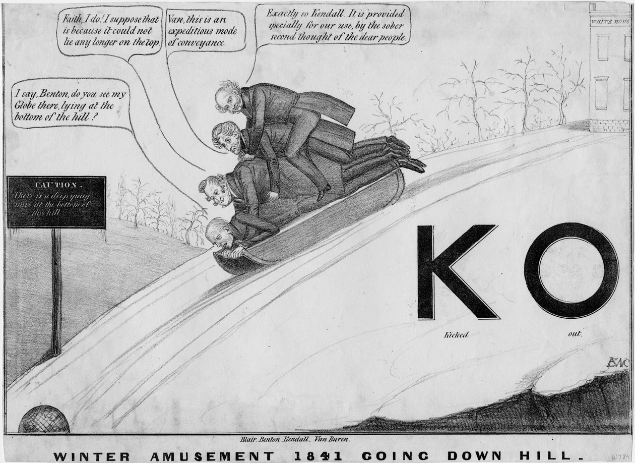 Winter amusement 1841: going down hill, publikoval H R Robinson, New York, od American School