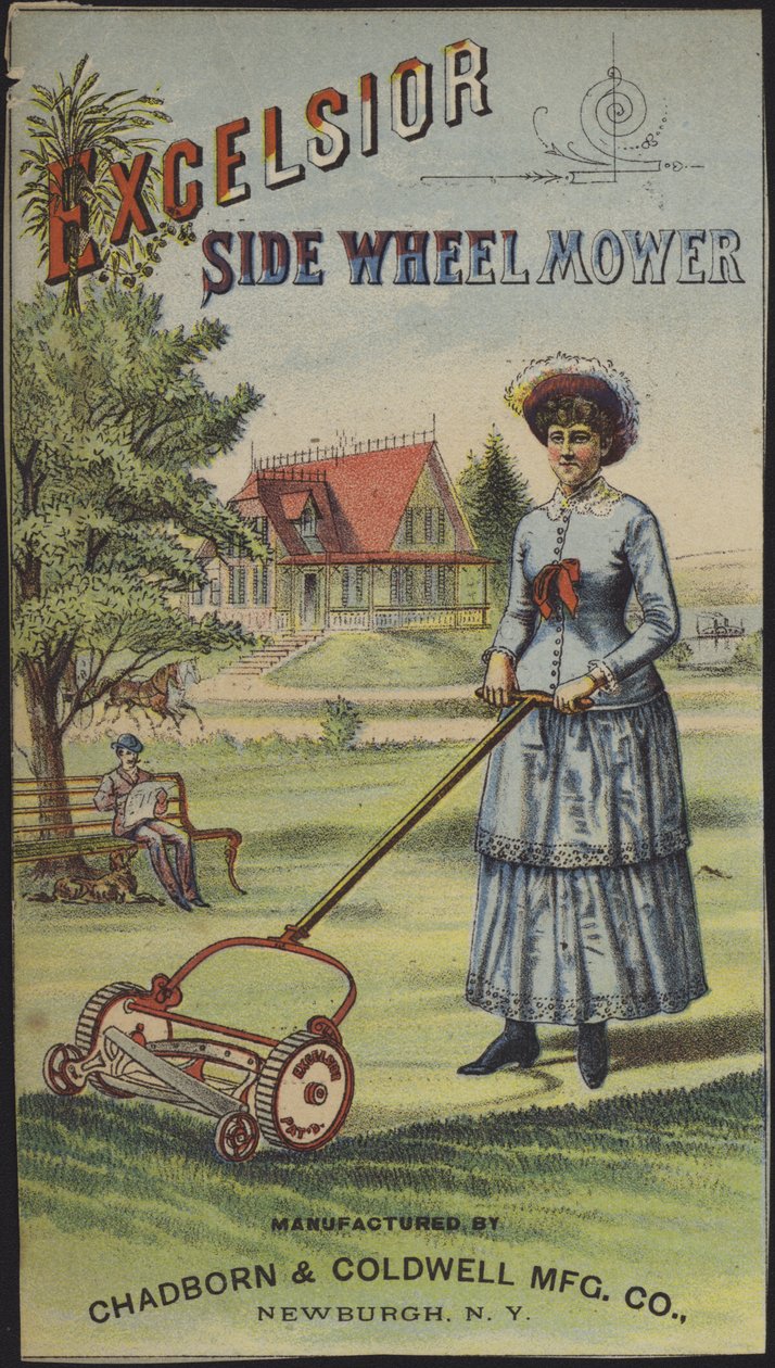 Žena sekající trávu (chromolit) od American School