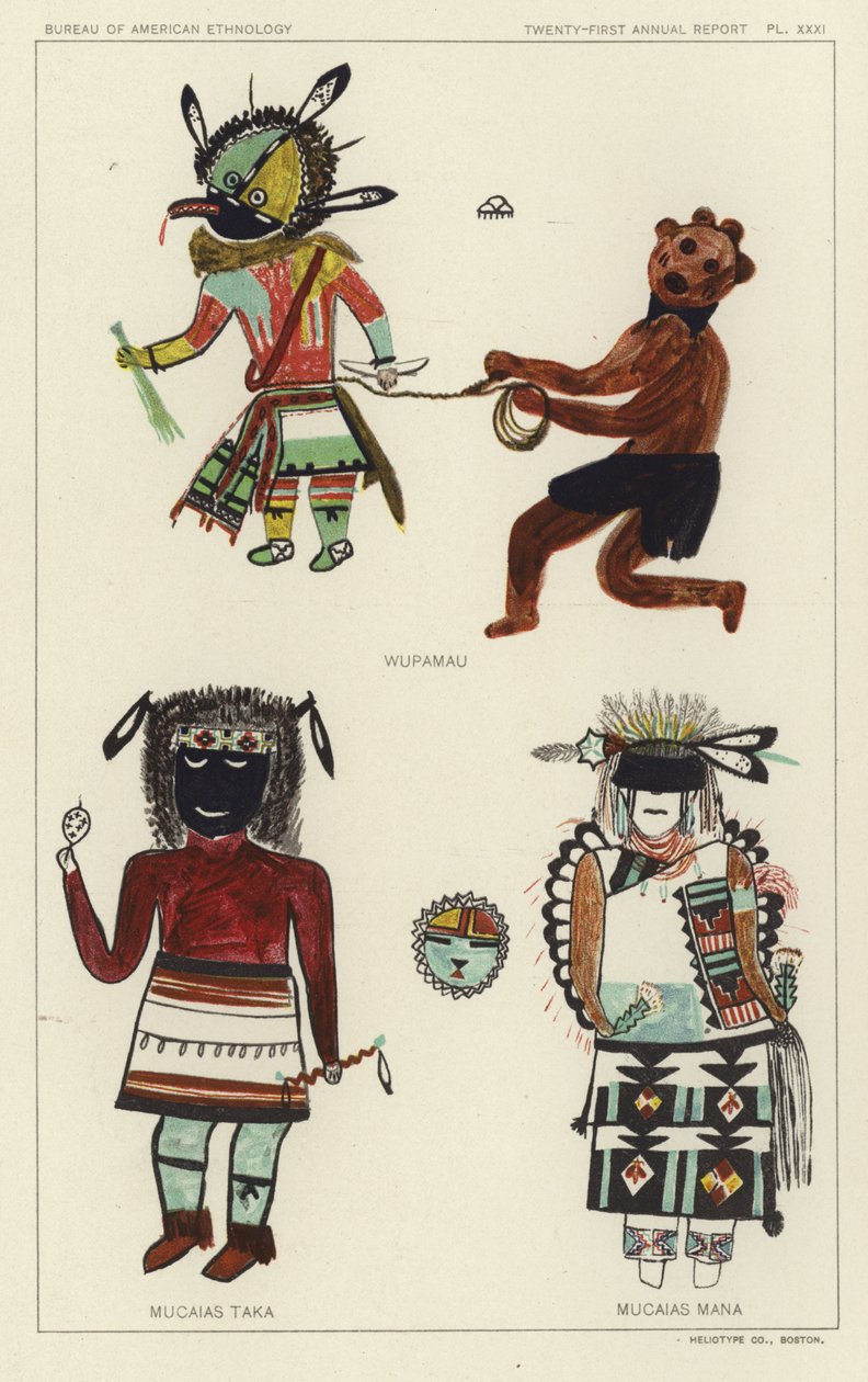 Wupamau, Mucaias Taka, Mucaias Mana (barevná litografie) od American School