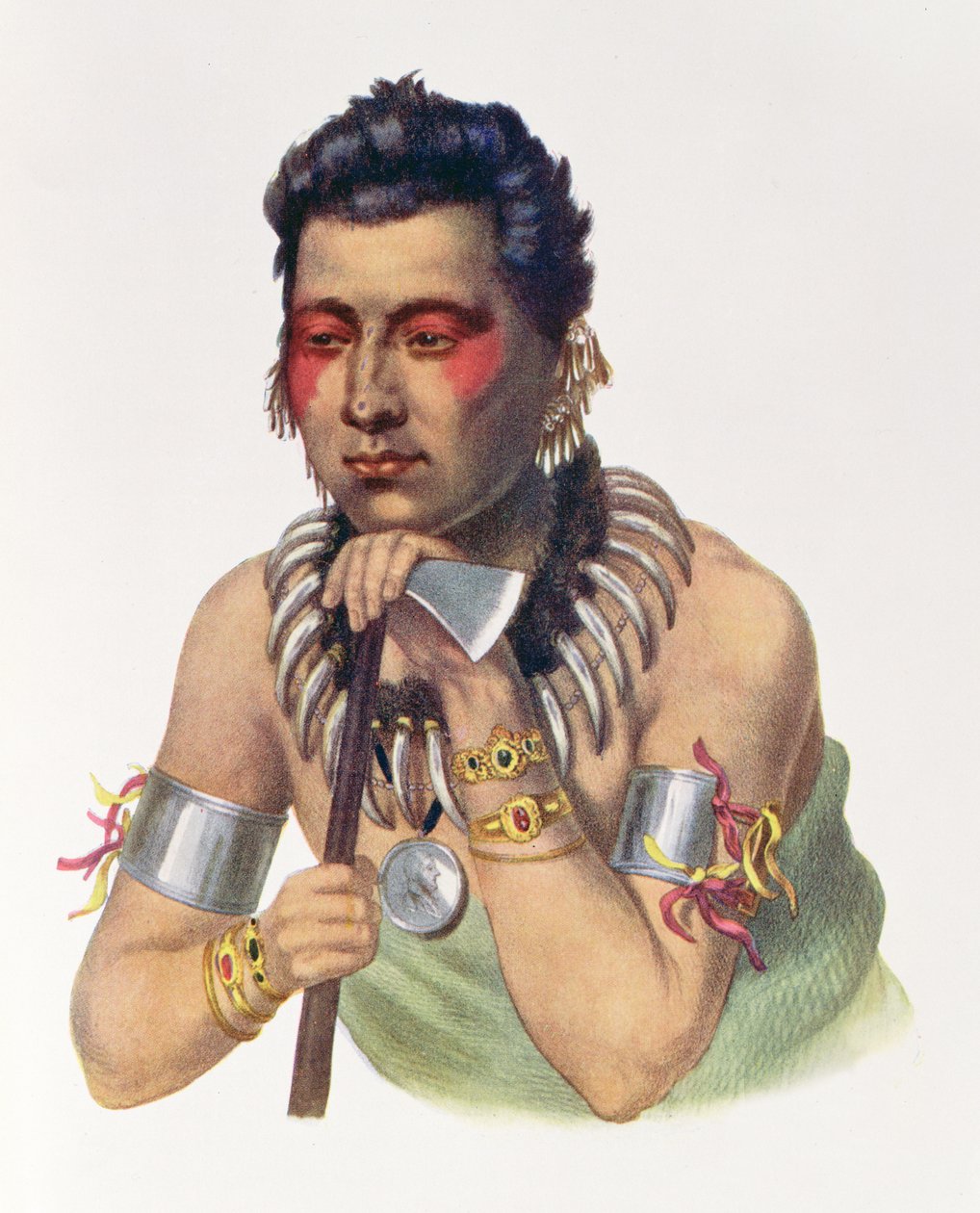 Young Ma-Has-Ka, Chief of Iowas, 1837, ilustrace z 