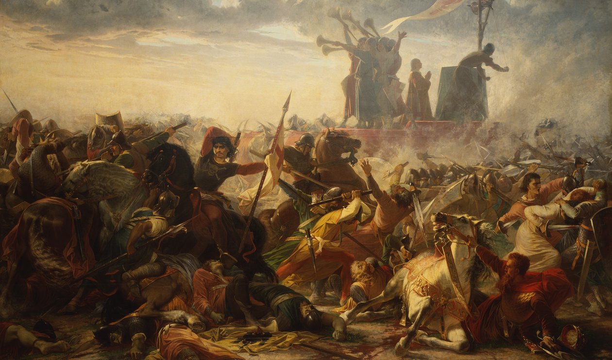 Bitva u Legnana, 29. května 1176, kolem roku 1860 (olej na plátně) od Amos Cassioli