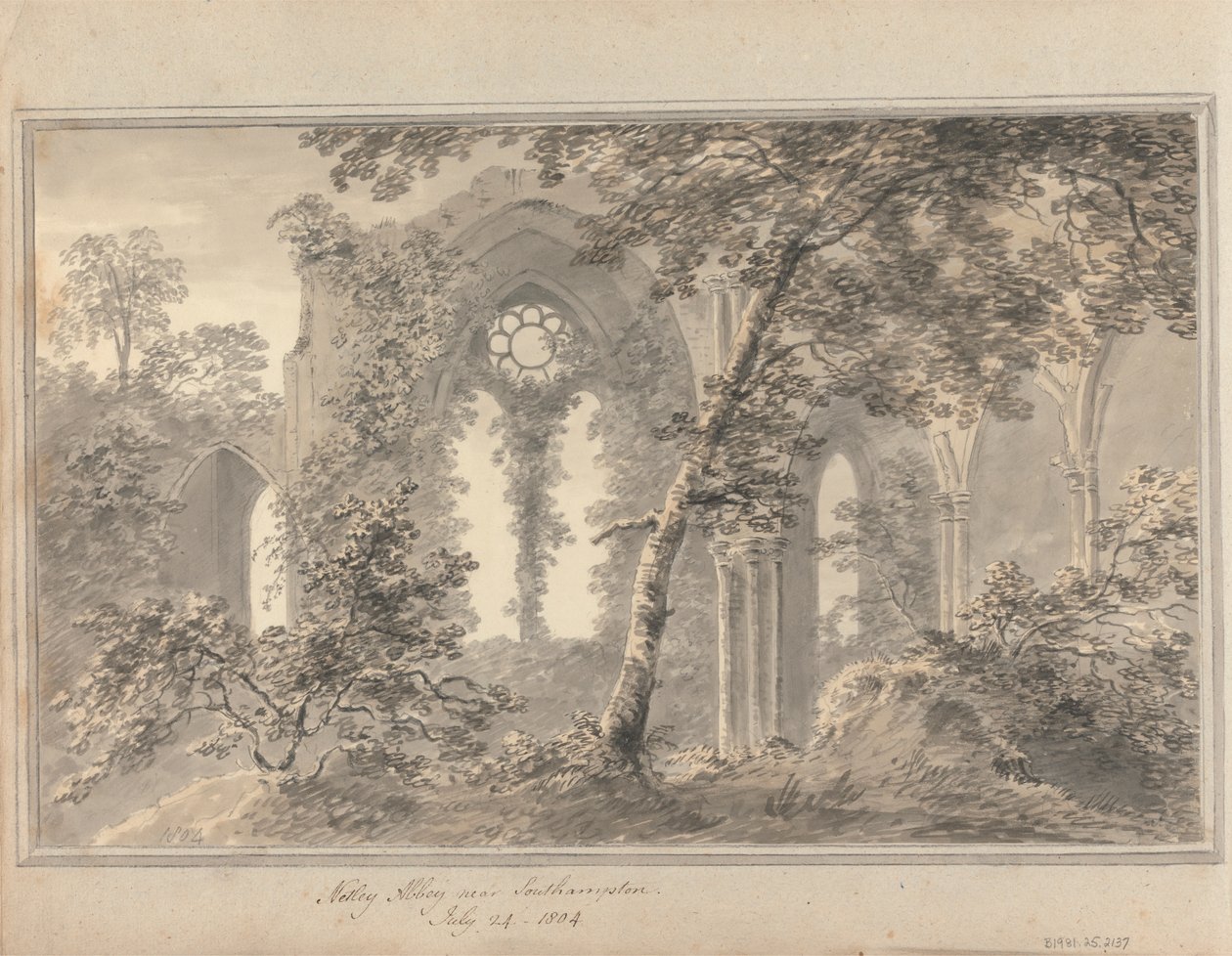 Pohledy v Anglii, Skotsku a Walesu: Netley Abbey u Southamptonu, 24. července 1804 od Amos Green