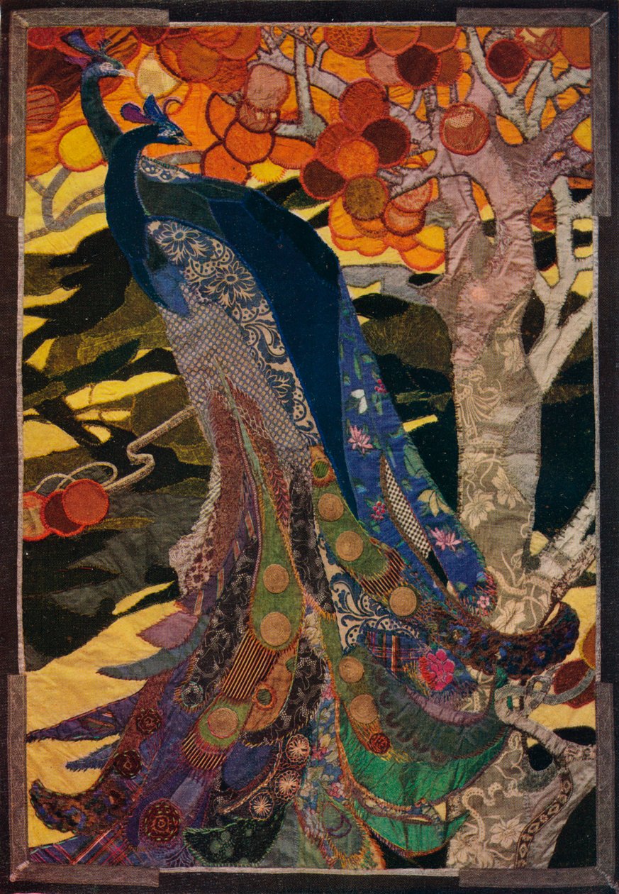 Peacock Panel in Patchwork, c1920 od Amy Sawyer