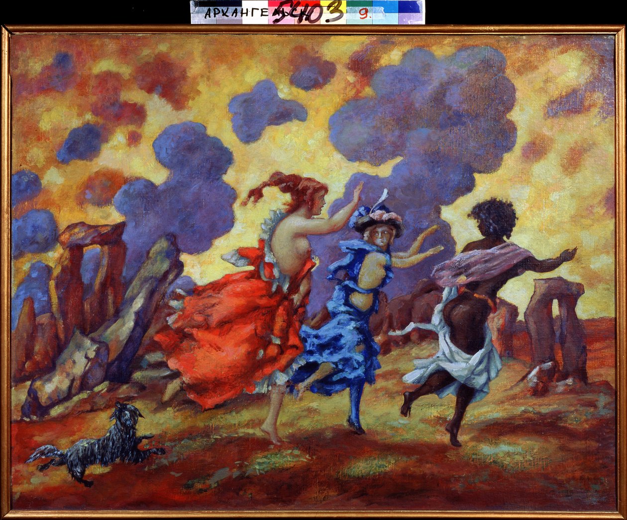 Strach. Obraz Anatolije Afanasjeviče Arapova (1876-1949). Olej na plátně, 71 x 90 cm. Ruské umění, symbolika. Regionální muzeum umění, Archangelsk (Rusko). od Anatoli Afanasyevich Arapov