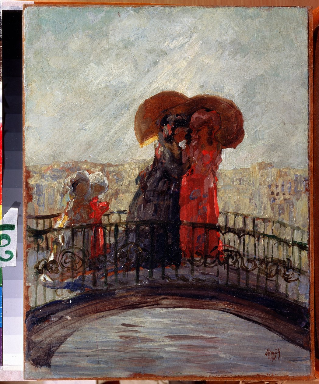 Pod deštěm (V dešti). Obraz Anatolije Afanasjeviče Arapova (1876-1949). Olej na plátně, 36 x 28 cm od Anatoli Afanasyevich Arapov