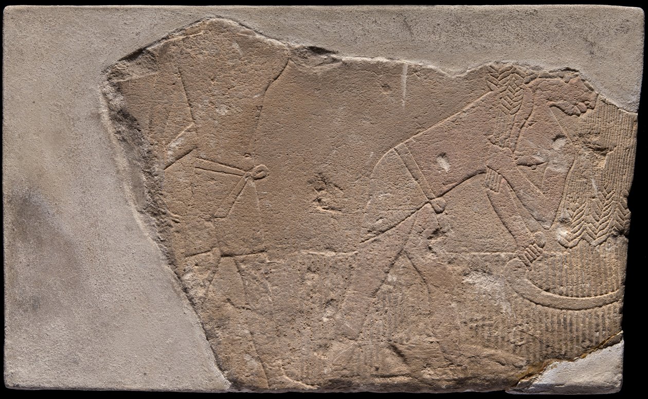 Fragment stěny z hrobky s výjevem sklizně od Ancient Egyptian