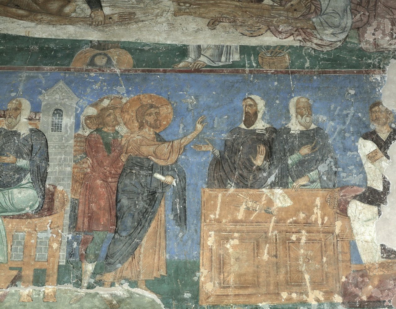 Kristus před Annášem a Kaifášem, 12. století od Ancient Russian frescos