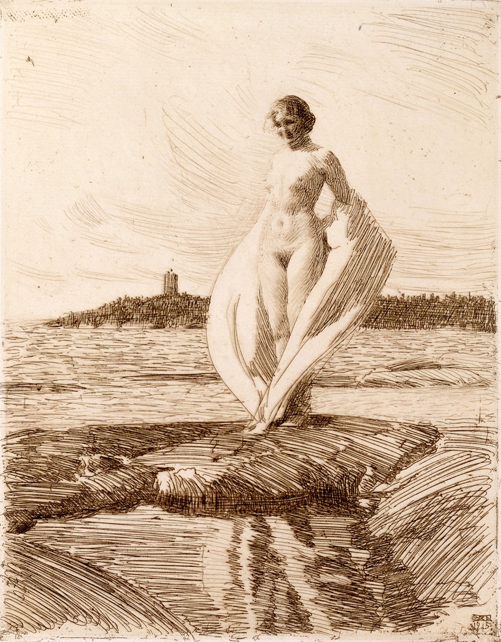 Žena s šátkem od Anders Leonard Zorn
