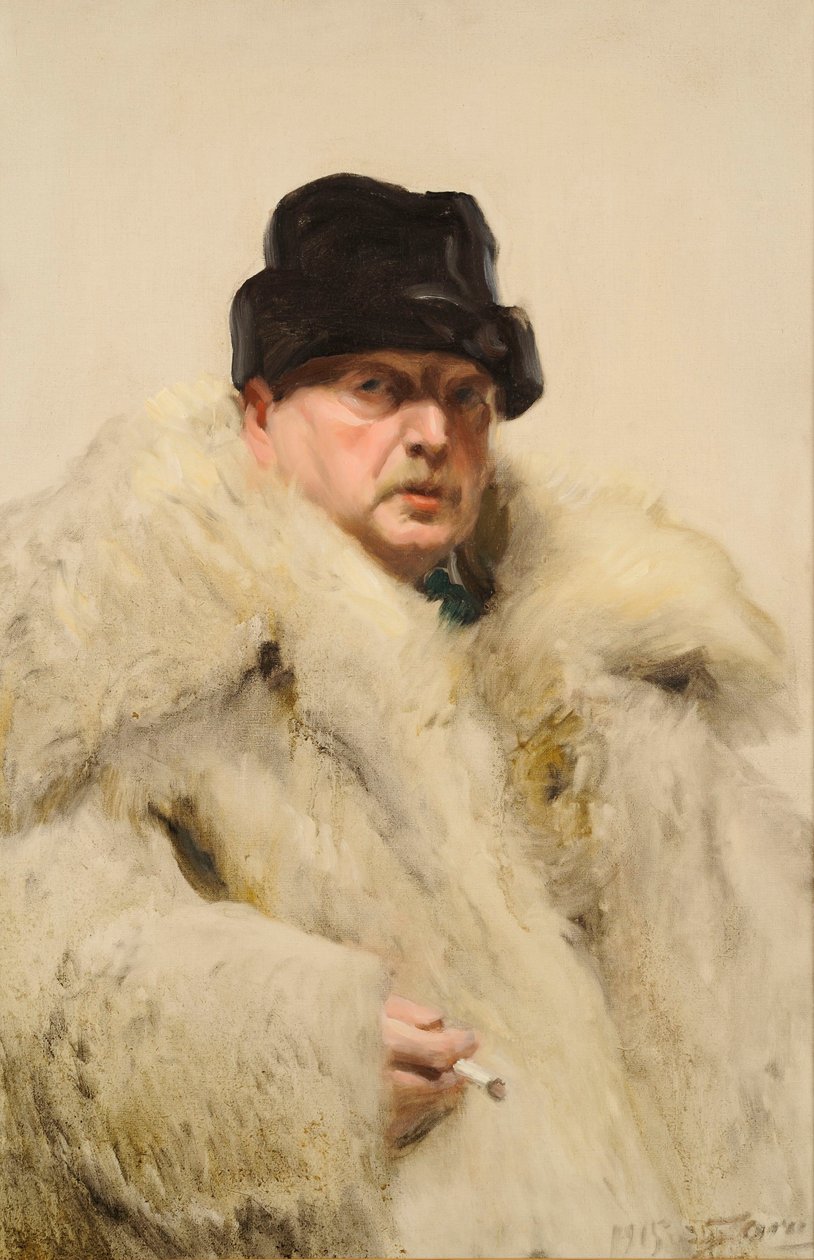 Autoportrét v srsti z vlčí kůže od Anders Leonard Zorn