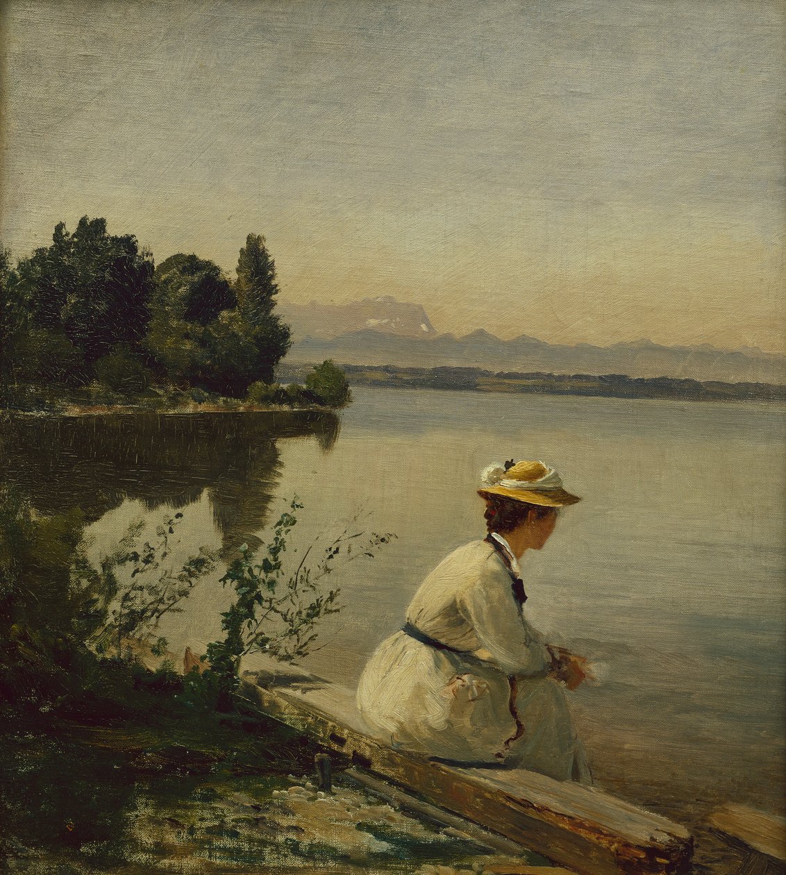 Poblíž Leoni na jezeře Starnberg (olej na plátně) od Anders Andersen Lundby
