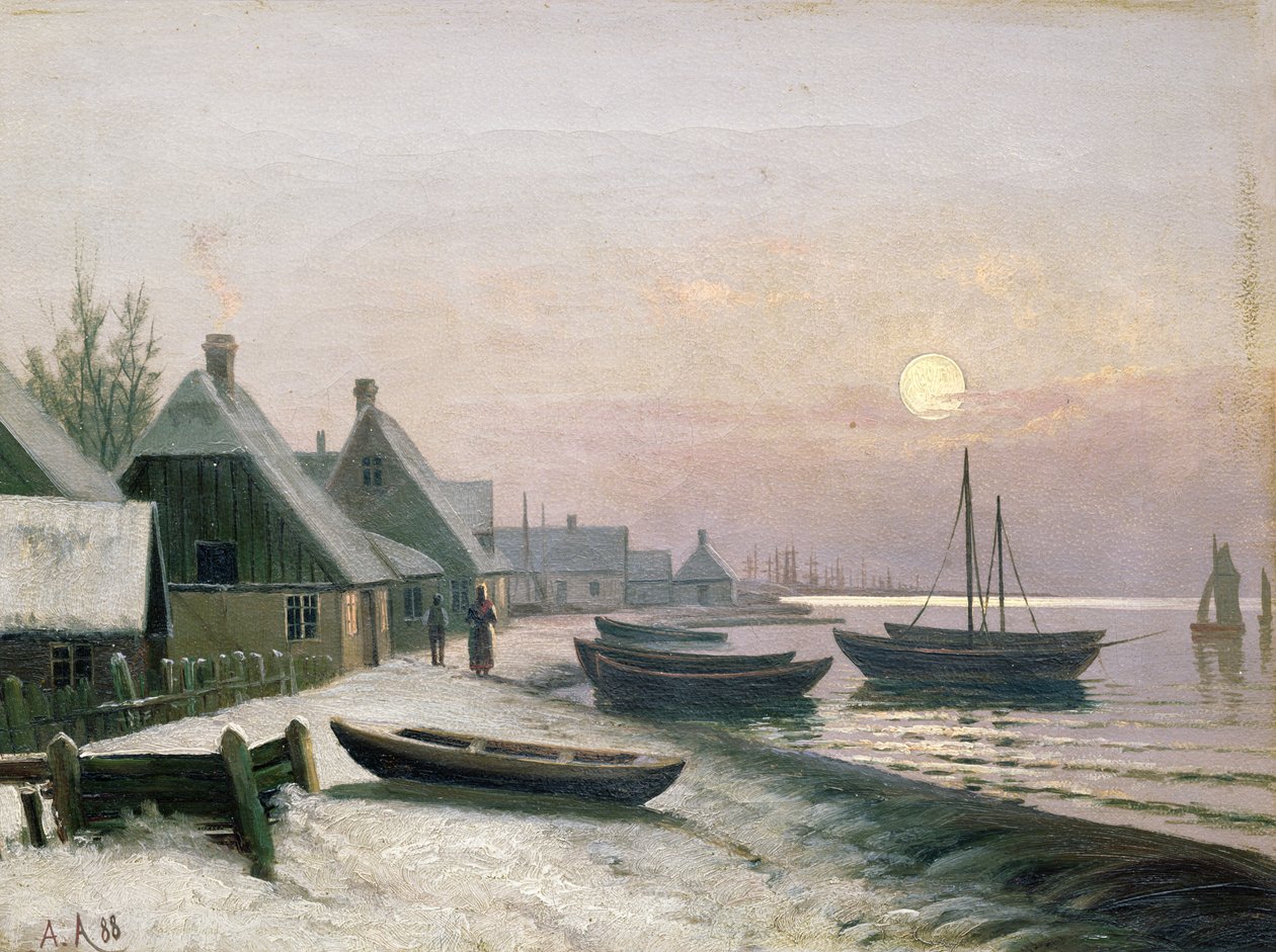 Rybářské lodě v zimním slunci od Anders Andersen Lundby