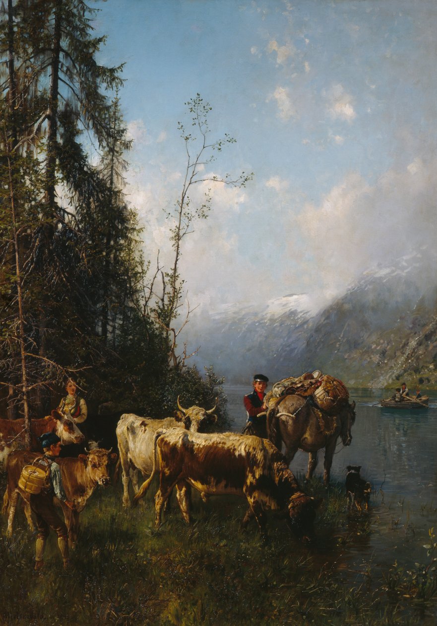 Fjord krajina s krávami od Anders Askevold
