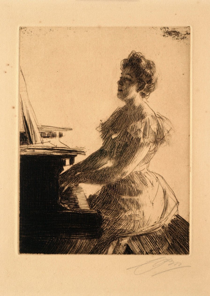 U klavíru (slečna Anna Burnettová) od Anders Leonard Zorn