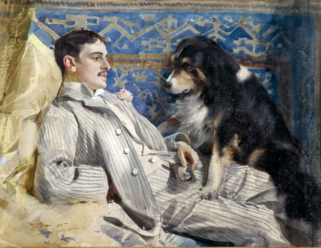 Clarence Barker (zemřel 1896 – americký pianista a skladatel) – od Zorna, Anders Leonard (1860-1920). Akvarel na papíře, rozměr: 35x46 od Anders Leonard Zorn