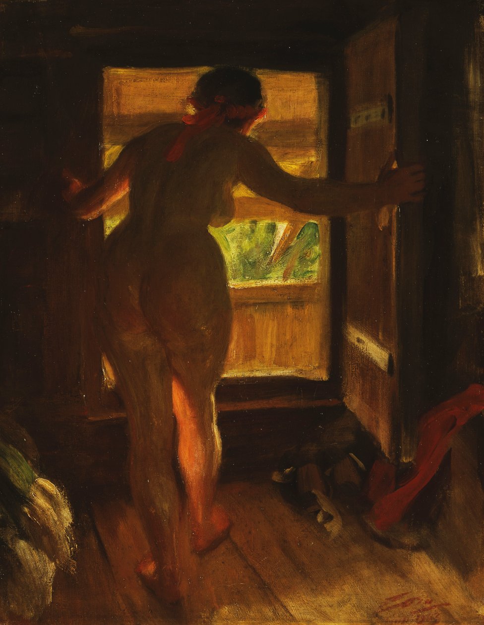 Mora Girl u otevřených dveří, 1903 od Anders Leonard Zorn