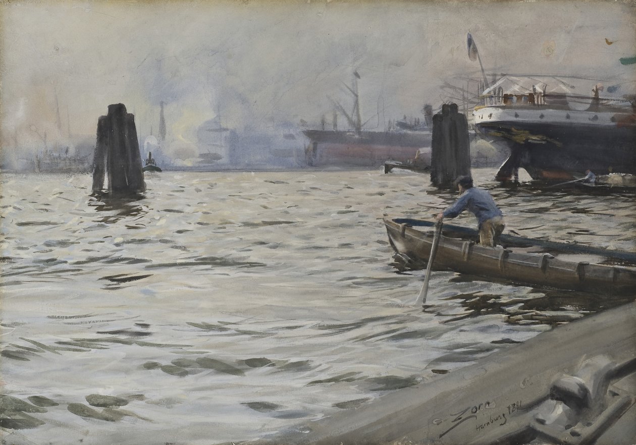 Přístav Hamburk, 1891 (wc na papíře) od Anders Leonard Zorn