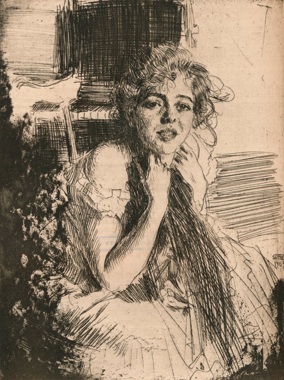 Portrét Mlle Emmy Rassmussen, 1904, 1906 od Anders Leonard Zorn