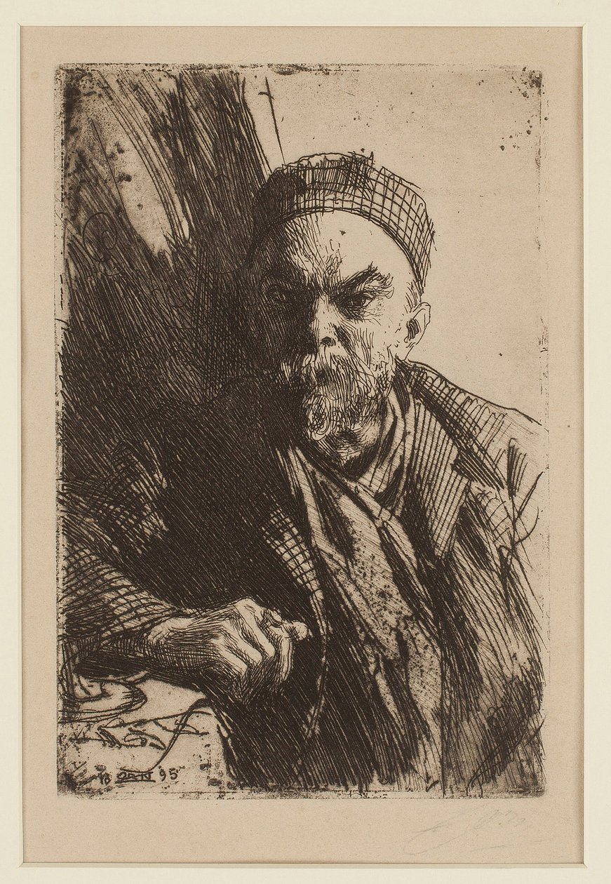Portrét básníka Paula Verlaina (1844-1896) - Zorn, Anders Leonard (1860-1920) - 1895 - Lept - 23,7x16 - Soukromá sbírka od Anders Leonard Zorn