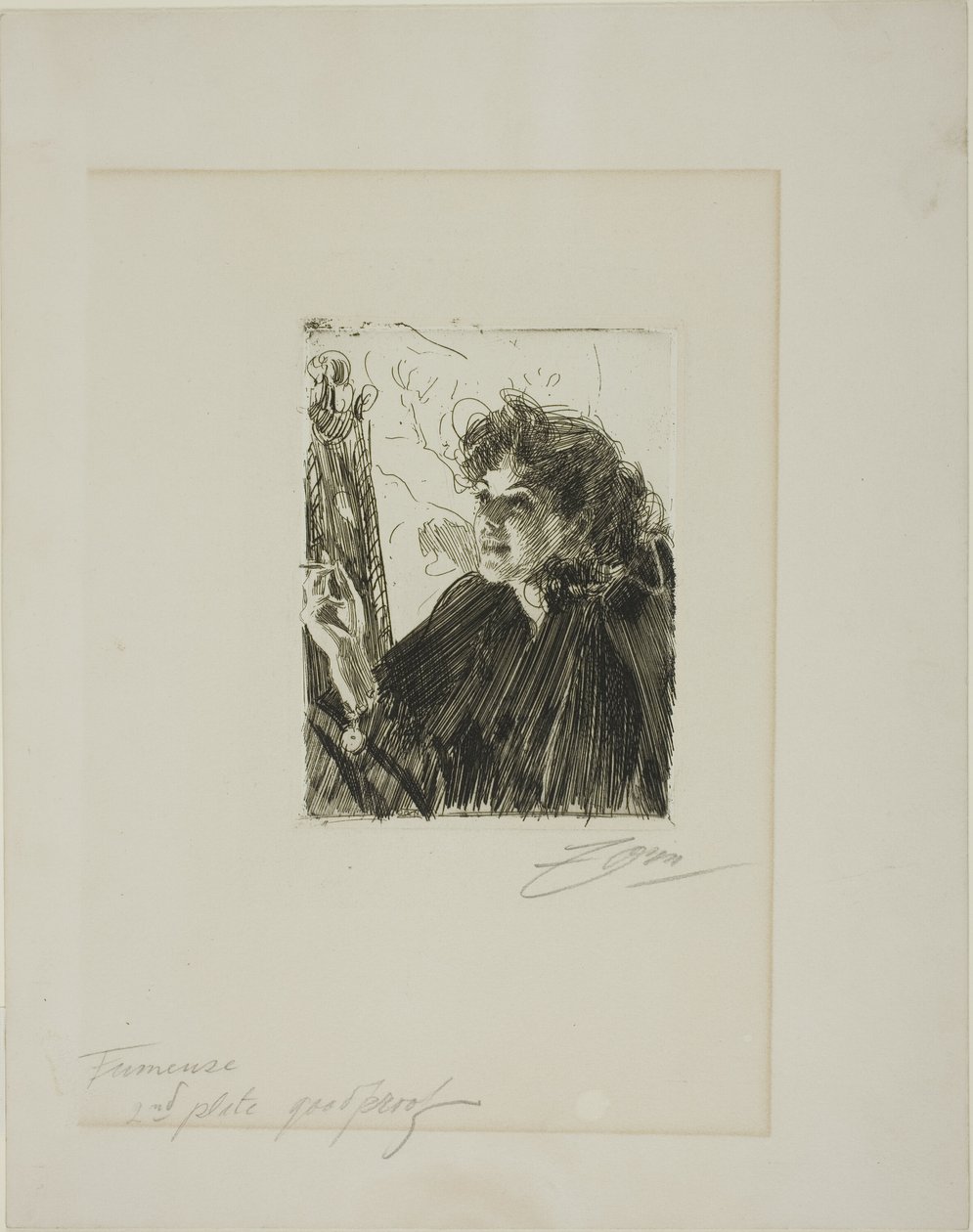 Dívka s cigaretou II od Anders Leonard Zorn