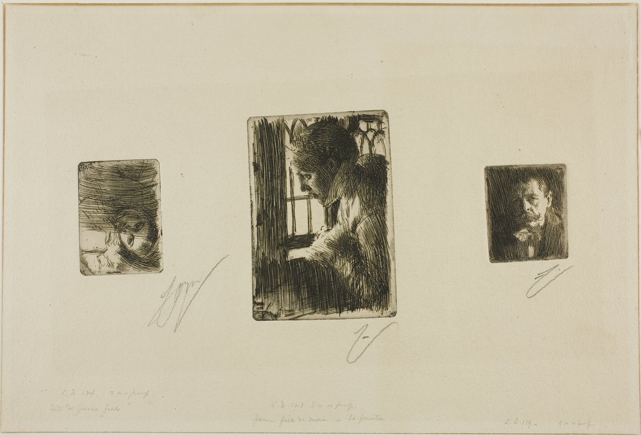 Dívčí hlava; selka u okna; Anders Zorn od Anders Zorn