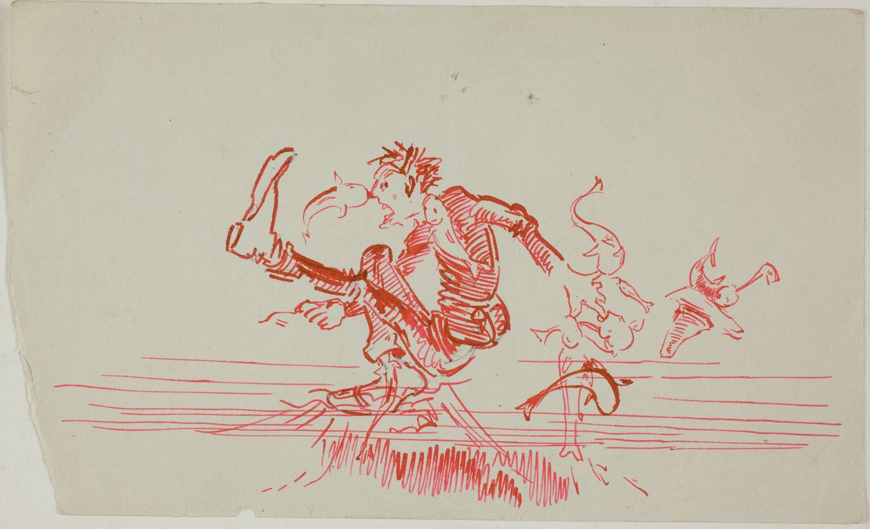 Muž napadený několika rybami od Anders Zorn