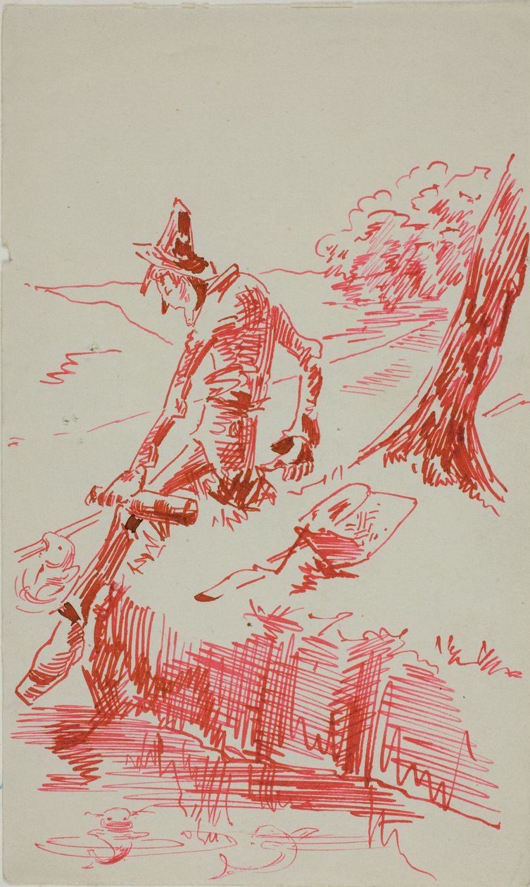 Muž rybařící a držící láhev od Anders Zorn