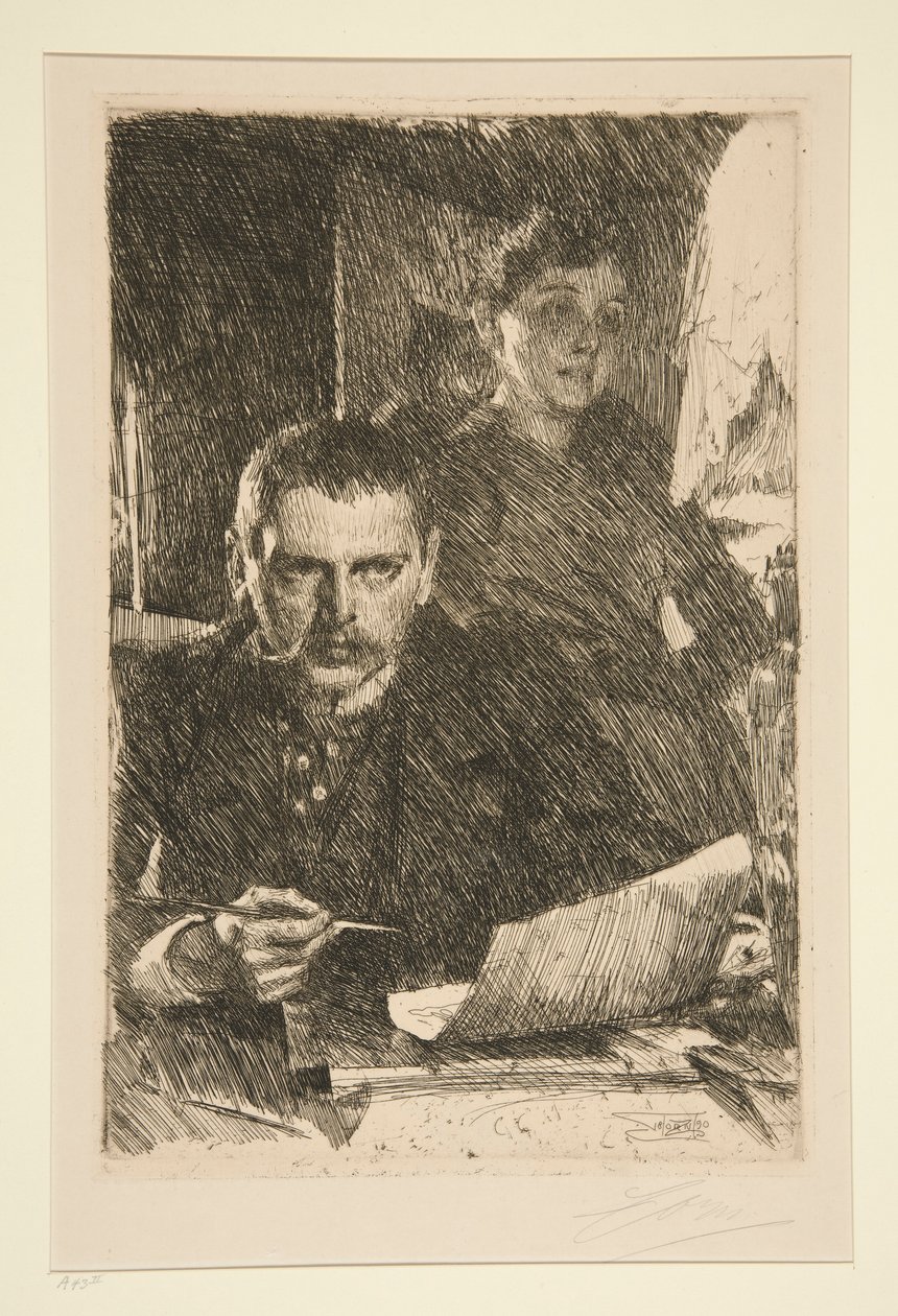 Portrét umělce a jeho manželky od Anders Leonard Zorn