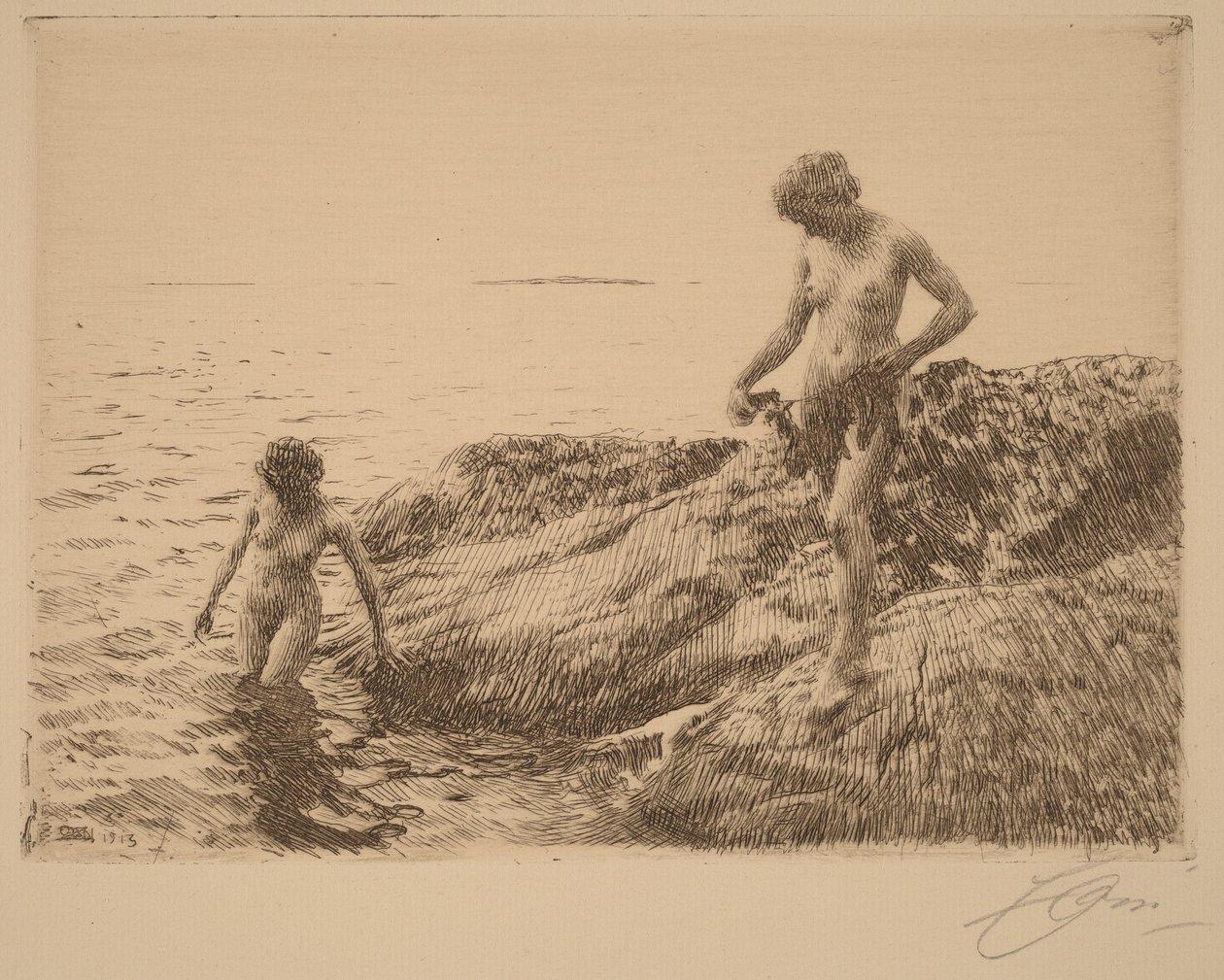 Mořské skály na širém moři od Anders Zorn