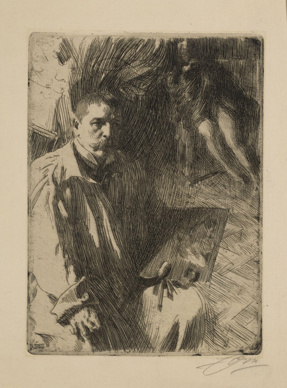 Autoportrét s modelkou II od Anders Zorn