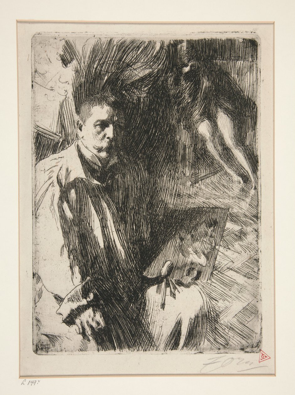 Autoportrét s modelkou II od Anders Zorn