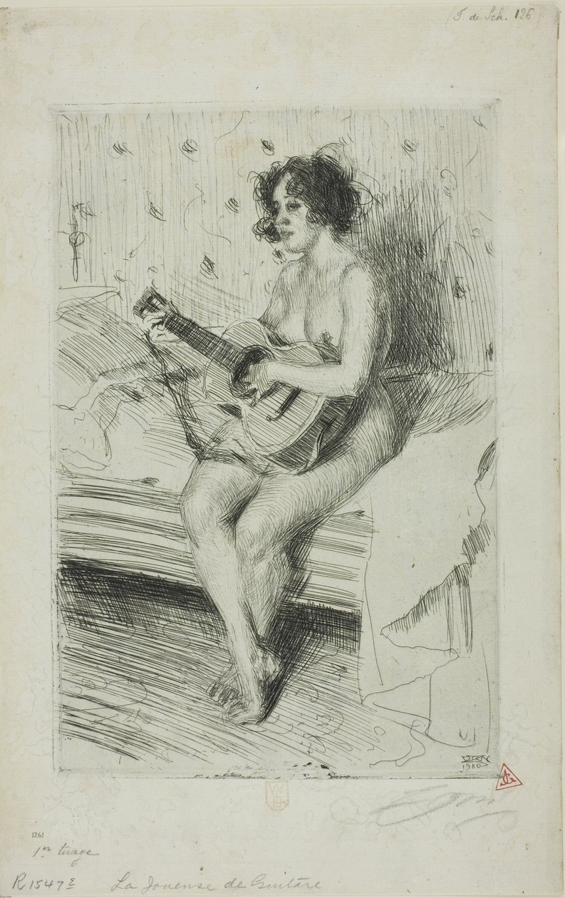 Hráč na kytaru od Anders Leonard Zorn