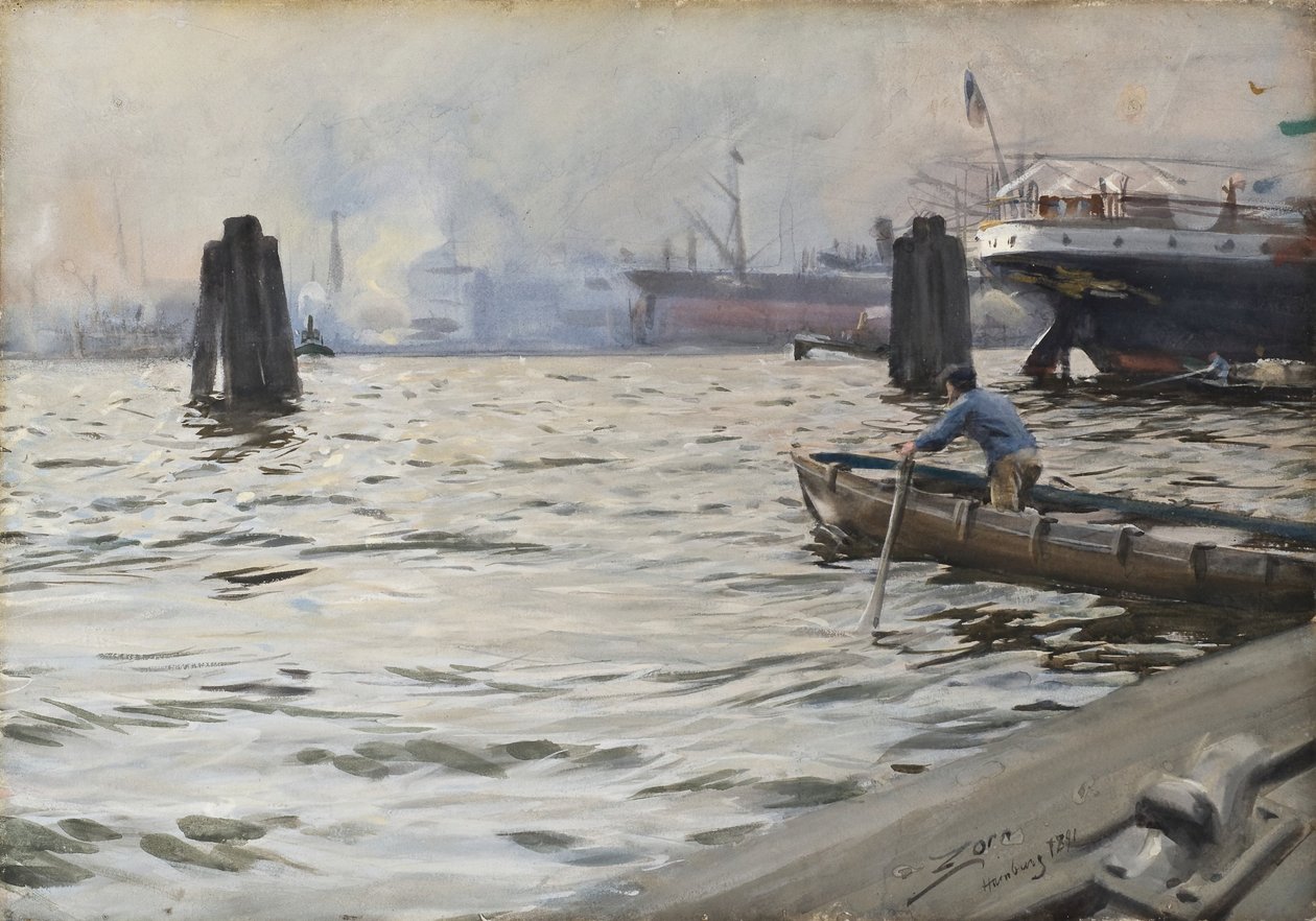Hamburský přístav od Anders Zorn