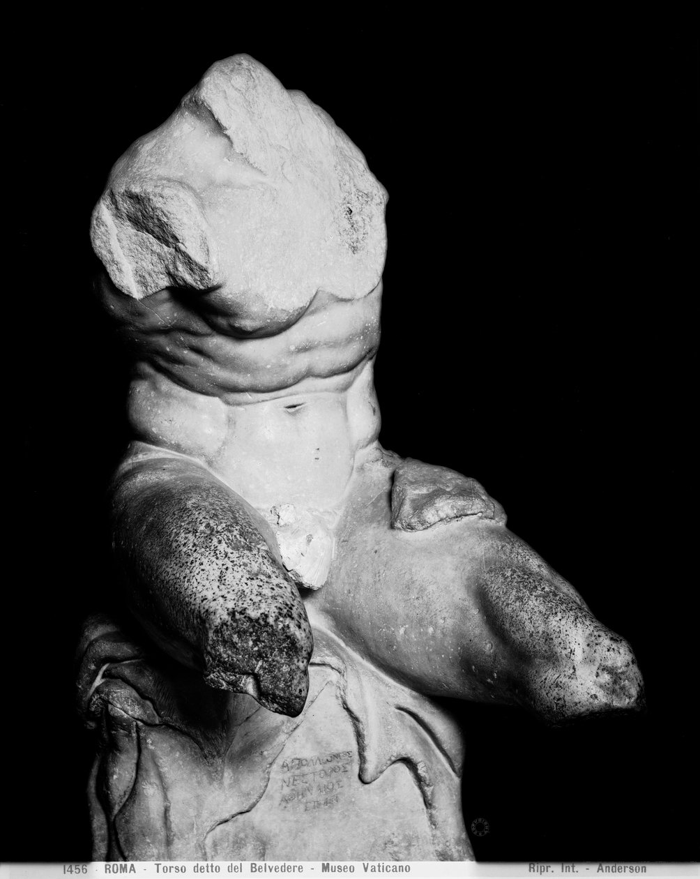 Torso Belvedere od Apollonia z Nestora, kolem roku 1890 (černobílá fotografie) od Anderson Anderson