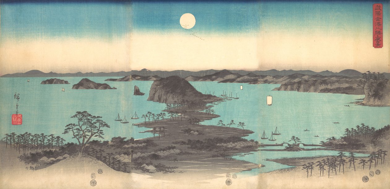 Úplněk v Kanazawě, provincie Musashi, 1857., 1857. od Ando Hiroshige