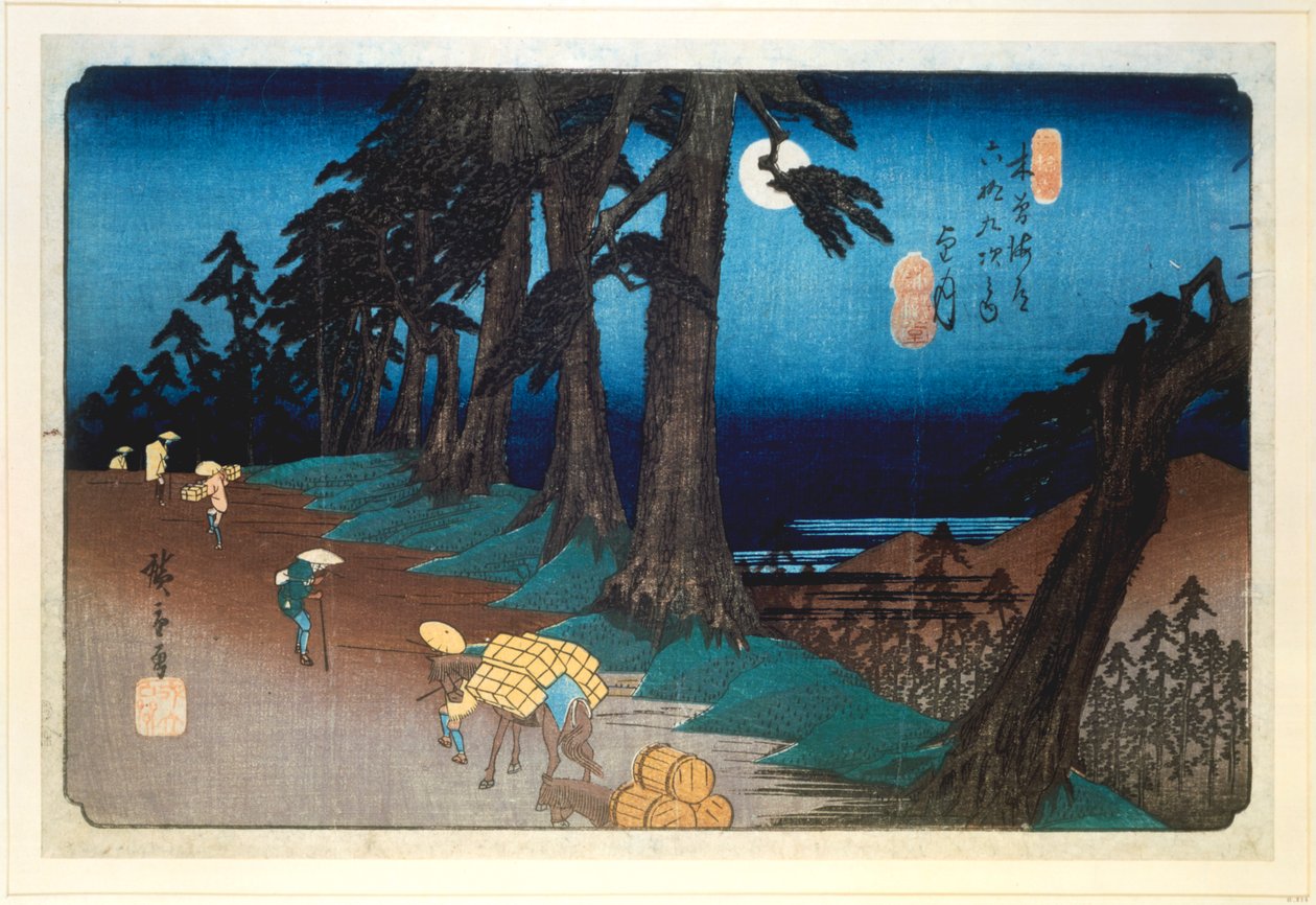 Úplněk v Mochizuki, z 69 stanic Kisokaido, 1832 od Ando Hiroshige